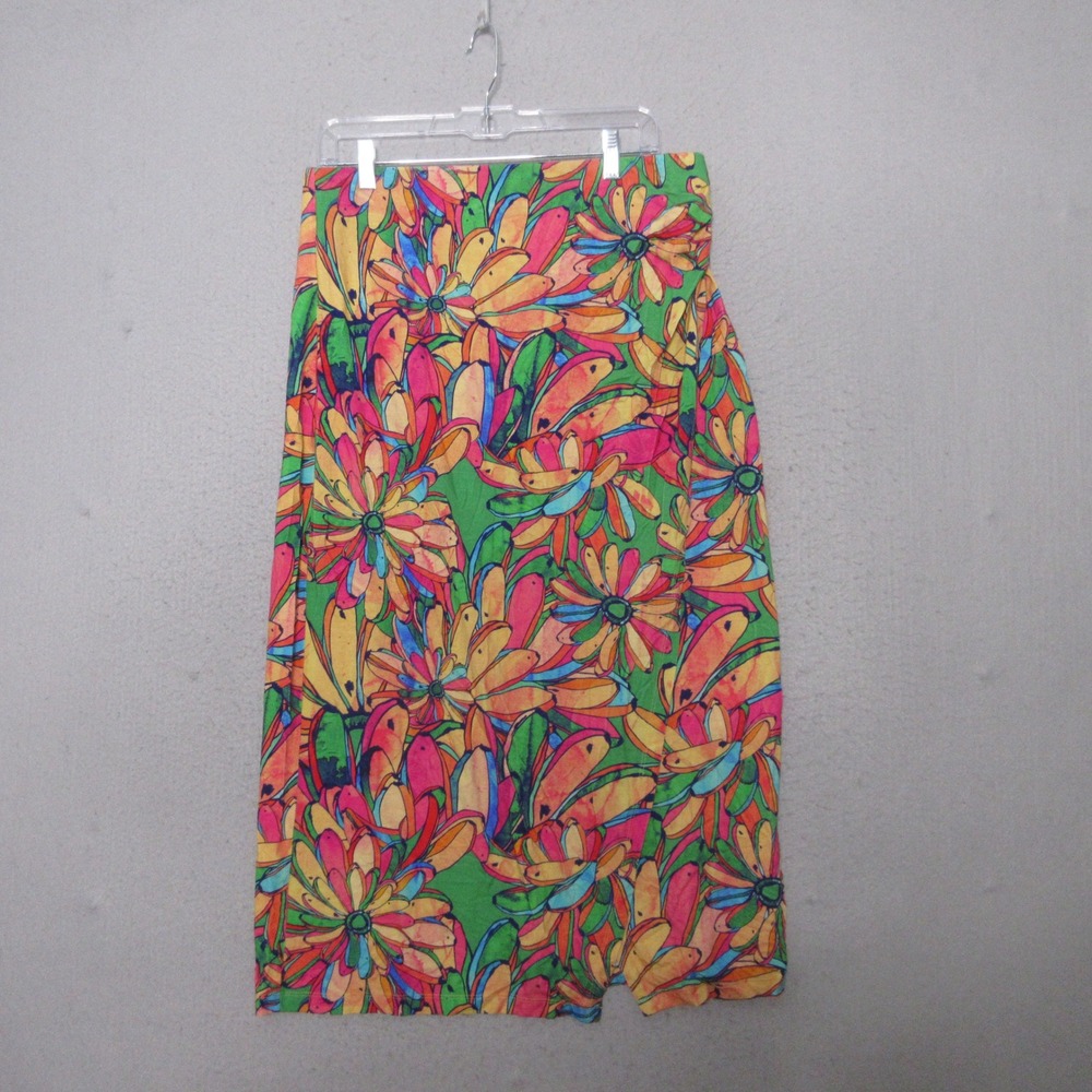 Farm Rio Anthropologie Get Away Skirt Colorful Tropical Bright Boho Faux Wrap